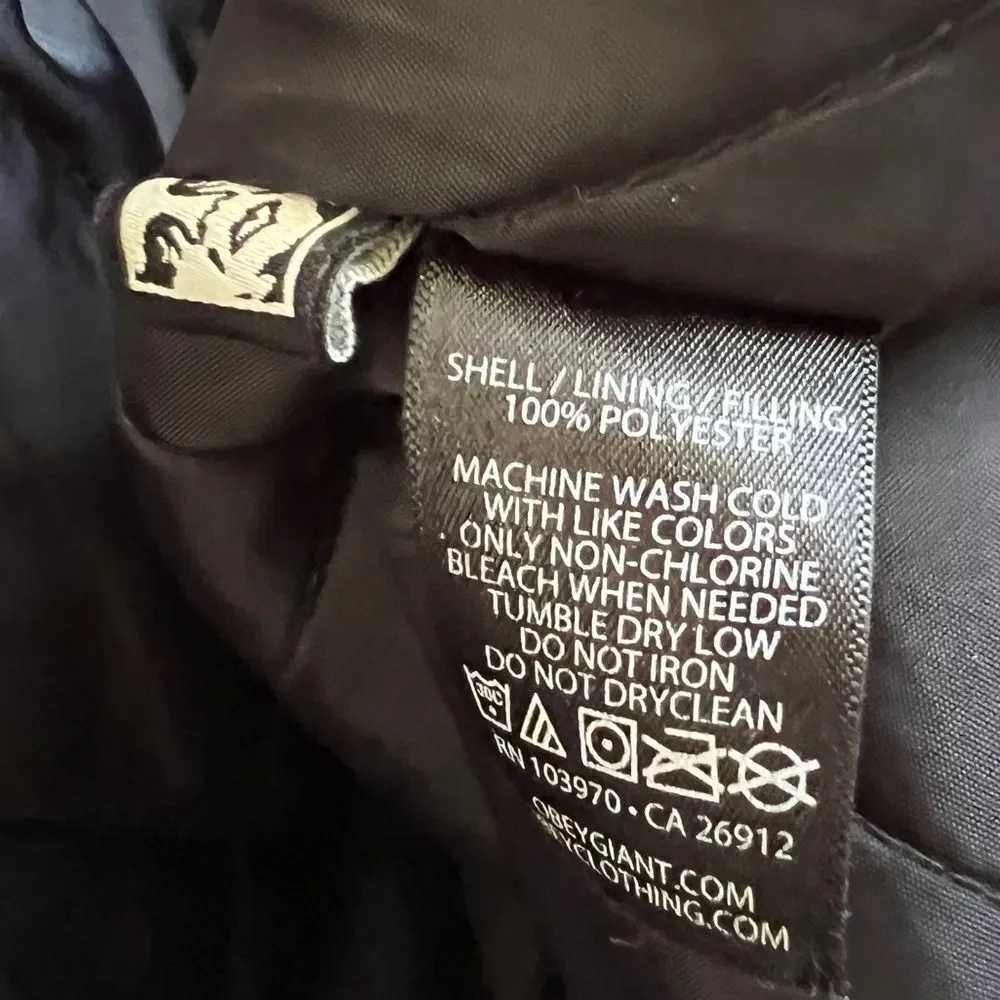 OBEY men’s black winter jacket with hood Size Small - Picture 4 of 7